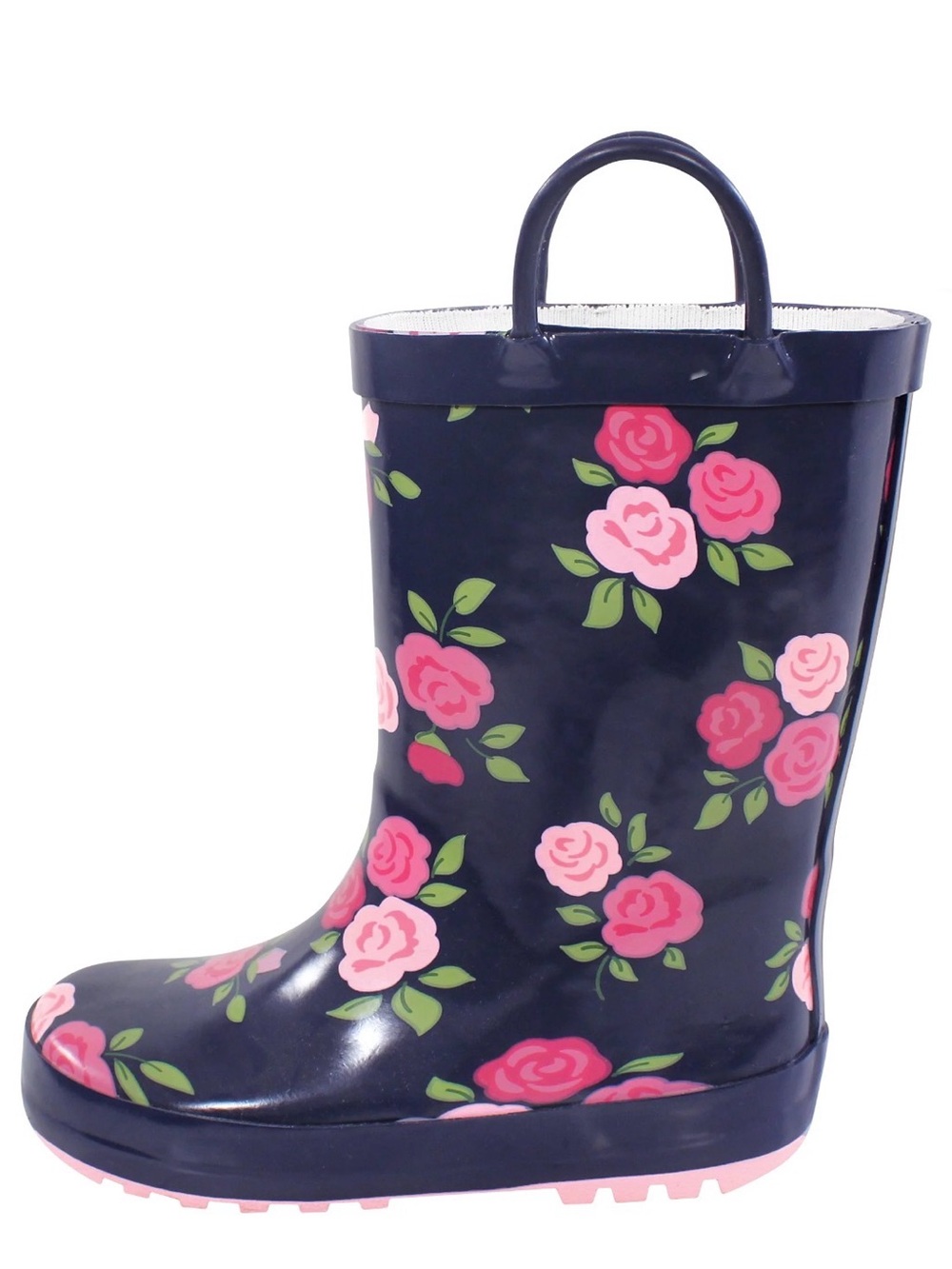 Hudson Baby Navy Floral Rain Boot with Pink Roses